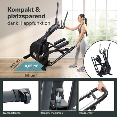 Еліптичний тренажер Skandika Crosstrainer P23 Carbon: 23 програми, 16 рівнів, компактний, тихий, сумісний з Kinomap, до 135 кг