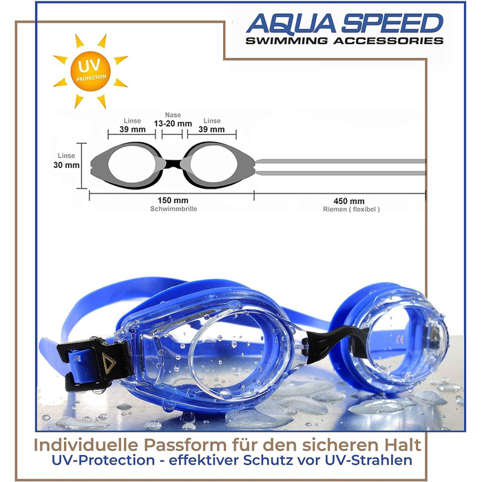 Плавальні окуляри Aqua Speed Lumina з діоптріями для дорослих, для короткозорих, індивідуальний підбір лінз, сині, прозорі