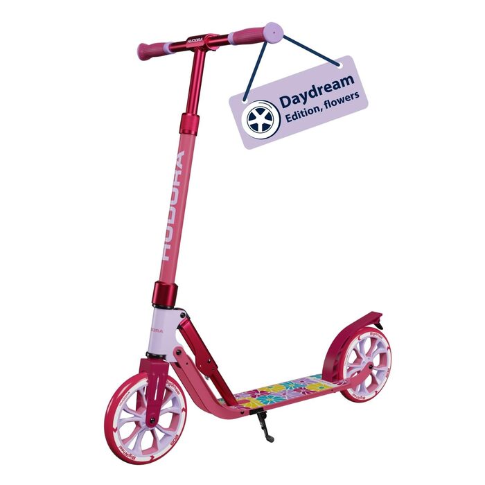 Самокат HUDORA BigWheel 205 Advanced Daydream - до 100 кг, складаний, регульована висота - для дітей, підлітків та дорослих (квіти)