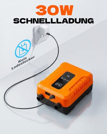 Електричний насос для SUP дошки Wiederaufladbar з авто-стопом та LED дисплеєм, помаранчевий (8H CM)