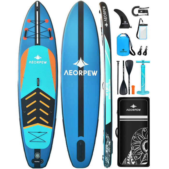 Надувне веслове SUP дошка для дорослих та підлітків, 88.9 см, професійного рівня, з комплектом аксесуарів (блакитна)