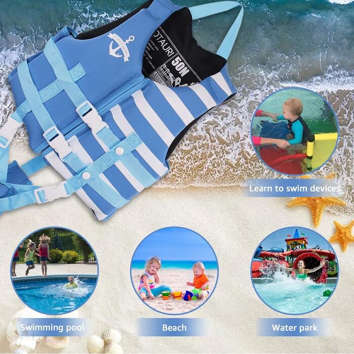 Дитяча куртка для плавання PROTAURI з неопрену, 2-9 років, 50N