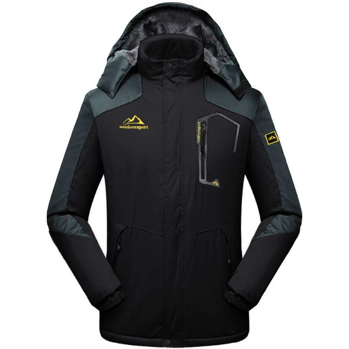 Чоловіча зимова куртка EKENTSON: водонепроникна, вітрозахисна, з підкладкою, для хайкінгу та активного відпочинку, 4 кишені (XL, сіро-чорний)