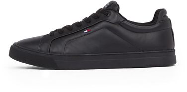 Чоловічі шкіряні кросівки Tommy Hilfiger Low Icon Court Leather Flag Essential, чорні, розмір 46 EU