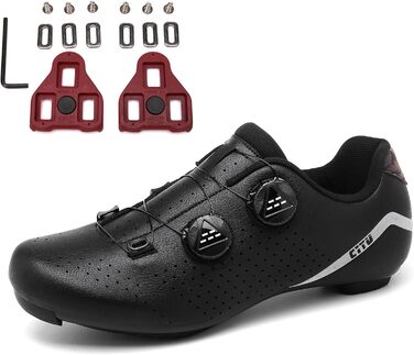 Велотуфлі для шосейного велосипеда для чоловіків, сумісні з педалями Look SPD SPD-SL Delta Lock, білі (41 EU, чорний)