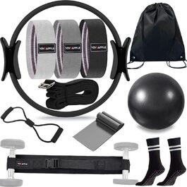 Набір для пілатесу вдома, 11-елементний набір для пілатесу, аксесуари для пілатесу, для жінок, фітнес-кімнат, чорний