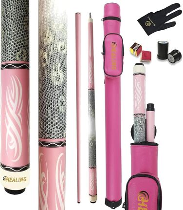 Професійний бильрд для жінок у рожевому кольорі, з шкіряною та карбоновою ручкою, діаметр кінчика 12,4 мм, для аматорів та професіоналів