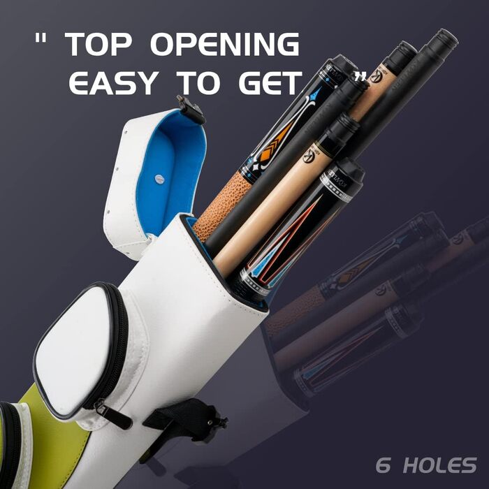 Чохол для більярдних куль KONLLEN 6-лунковий ручної роботи, 2 кийки, 4 аксесуари, 6 кольорів, трав'яно-зелений