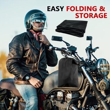 Водонепроникна захисна накидка для мотоцикла Motorrad, 210D, UV-захист, зимова, чорна, XXL (245x105x125 см)