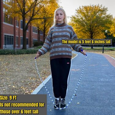 Скакалка IDOU з перлинками: регульована довжина, міцні ручки, 2 шт. (блакитний, W-перлини 9ft)