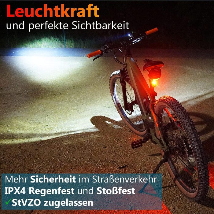 Велофара BemiX LED Set StVZO: яскраве, водонепроникне світло з акумулятором (60 Lux)