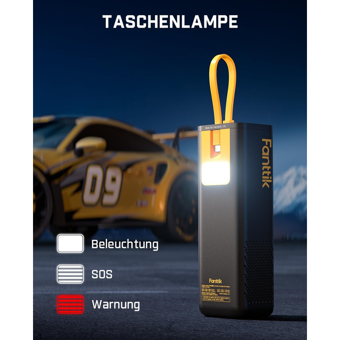Електричний портативний компресор Fanttik X9 APEX 150 PSI з підсвіткою та Powerbank, швидке накачування шин для авто, мотоциклів, велосипедів і м'ячів