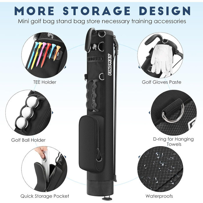 Сумка для гольфу Findway: сталева сумка з ременями, легка та міцна, для тренувань та гри, 80 см (PBK)