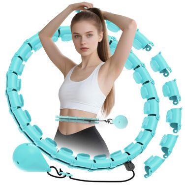 Гнучкий обруч для схуднення Smart Hoop з ваговим кільцем, 24 вузли, 120 см, блакитний - для дорослих та початківців