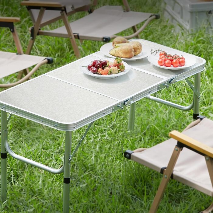 Складний туристичний стіл CPROSP 90x40 см, регулювання висоти 26-70 см, срібний