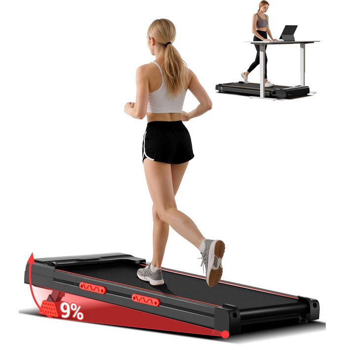 Walking Pad з нахилом 15% та швидкістю 10 км/год: компактний біговий тренажер для дому та офісу, LED-дисплей, пульт дистанційного керування, 2.5PS, максимальне навантаження 136 кг, тиха робота