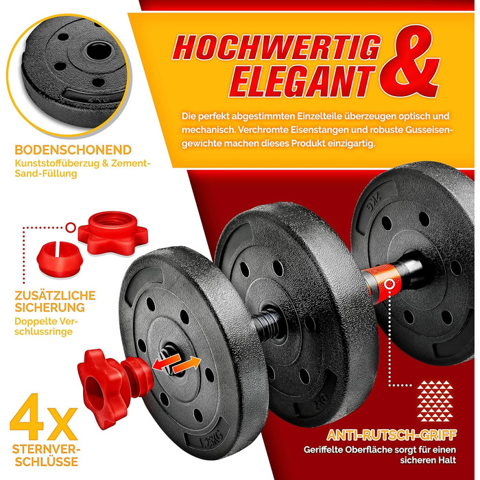 Набір гантелей 2 в 1 Hanteln Set 15-30 кг: регульовані гантелі, штанга та гантелі зі з'єднанням