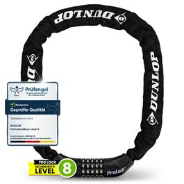 Замок для велосипеда Dunlop з цифровим кодом, 8-100 см, захист рівня 8-100, ланцюг для електровелосипеда, скутера, чорний