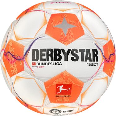 Футбольний м'яч Derbystar Bundesliga Club S-light V24, розмір 3, біло-оранжево-рожевий, для юніорів, унісекс