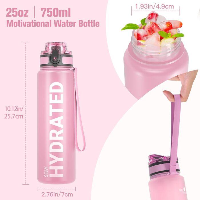 Спортивна пляшка Sahara Sailor, 750 мл, BPA-free, тритан, герметична, для води, велосипеду, кемпінгу, йоги, спортзалу, рожева