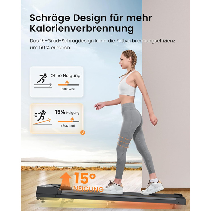 Біговий доріжка для дому з нахилом, 1-6 км/год, Walking Pad з регулюванням нахилу, 2.5 PS, стіл для бігу, тиха з LED-дисплеєм та пультом керування, чорний