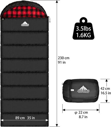 Спальний мішок Baumwoll-Flanell для дорослих, 100% бавовна, для кемпінгу, походів, подорожей з рюкзаком, легкий, 3-4 сезони, чорний/червоний