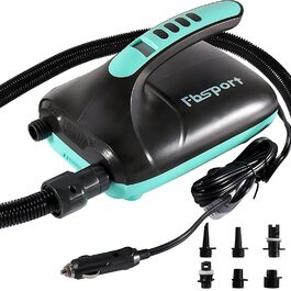 Електричний повітряний насос SUP 20 PSI, 12V DC з LCD дисплеєм для накачування та здуття дощок, каяків, матраців, наметів (Зелений)