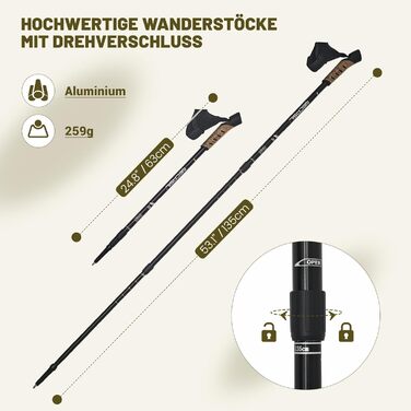 Чоловічі та жіночі палиці для скандинавської ходьби, 2 шт. Телескопічні палиці для трекінгу з алюмінію з гумовими накладками (пряма ручка, чорний колір)
