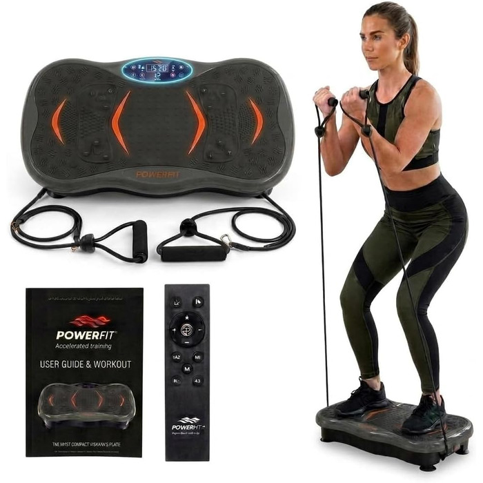 Віброплатформа для схуднення та фітнесу Whole Body Workout: вібраційна машина з Bluetooth-динаміком, пультом та еспандерами для лімфодренажу та тонусу тіла