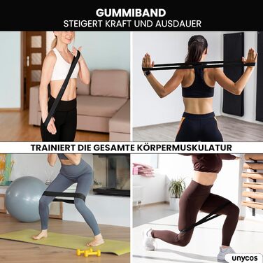 Набір для масажу м'язів Unycos: ролер фасції, фітнес-гумка, масажний м'яч, палиця для реабілітації, шнур для фітнесу та сумка для зберігання (чорний)