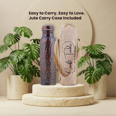 Куперна пляшка для води з кришкою та сумкою 1000 мл (2 шт.) - Аюрведа, для офісу та йоги