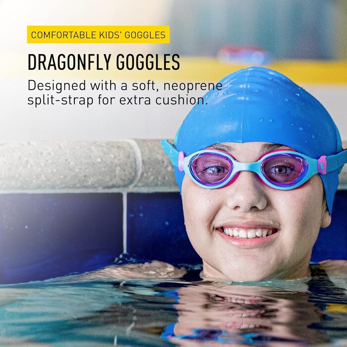 Дитячі плавальні окуляри Finis DragonFly Flamingo для дітей 4-12 років, з UV-захистом, неопреновим ремінцем, без ПВХ і латексу
