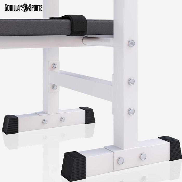 GORILLA SPORTS® Лава для жиму з підставкою, регульована висота і кут нахилу, складана, до 200 кг, чорна або біла, багатофункціональна тренувальна лава