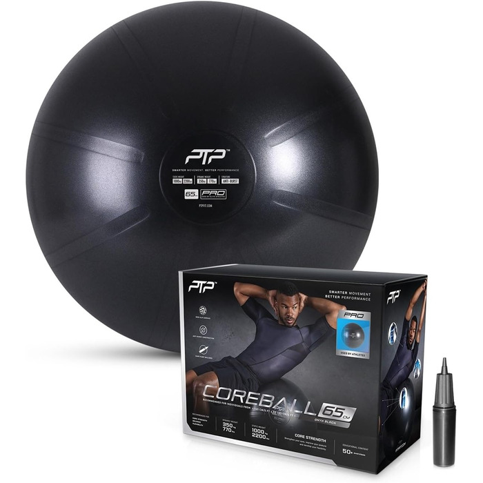 Фітбол PTP Core Ball для дорослих, універсальний, антивибуховий