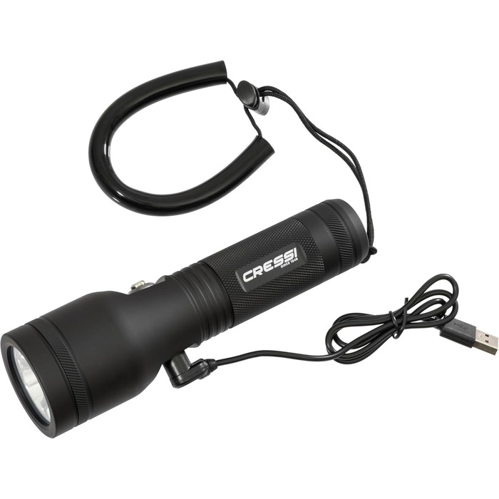 Ліхтар Cressi Astra Black - потужний LED-ліхтар для підводного плавання, риболовлі та досліджень, 2100 люмен, водонепроникний IPX8, 100м, унісекс, чорний