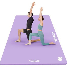 Йогамат XXL 200x130 см: фітнес-мат для занять йогою, фітнесом, спортом та активностями з дітьми. Товщина 20/15/10 мм. Зелений/світло-ліловий колір.