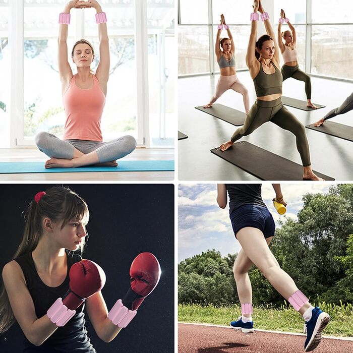 Набір манжет для зап'ястя та кісточки з регулюванням ваги 0.45/0.9 кг (Рожевий) для фітнесу, йоги, пілатесу, бігу, плавання та силових тренувань