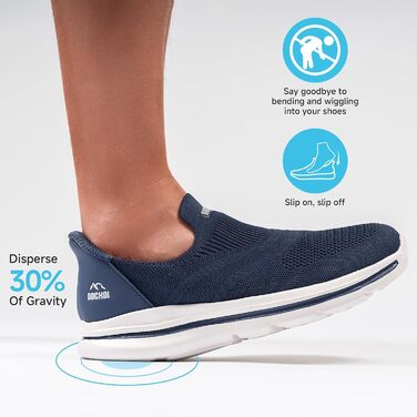 Чоловічі кросівки Slip-On без шнурівків для занять спортом та бігу. Легкі, дихаючі, темно-сині, 43 EU