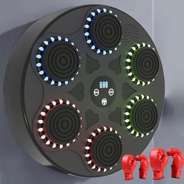 Електронна музична боксерська машина kowaku для дорослих і дітей з LED-підсвіткою, Bluetooth, 9 режимами швидкості, боксерськими рукавичками, для настінного монтажу