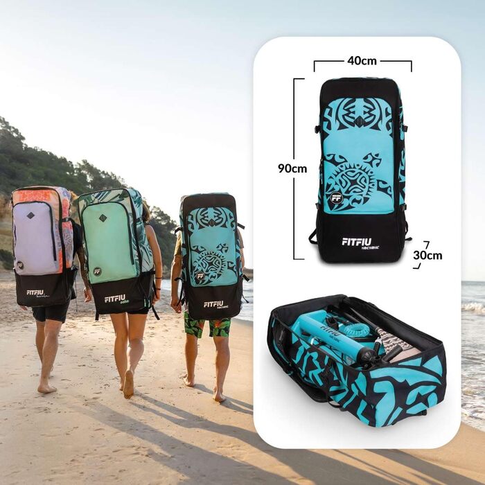 Надувна SUP-дошка Fitfiu Fitness KOEKOHE 320x81x15 см, маорі, комплект: весло, насос, 3 плавці, аксесуари