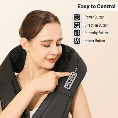 Масажер для шиї та тіла 3D Shiatsu з підігрівом - електричний масажер для шиї, плечей, спини та ніг з 16 масажними головками, 3 режимами, автовимкненням