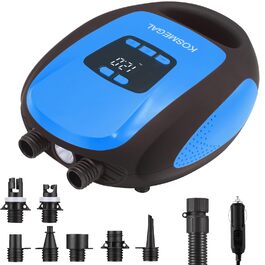 Електричний насос для SUP-дошки: портативний, 20PSI, з автовимкненням та дефляцією, 12V DC, для SUP, каяків та човнів (блакитний)
