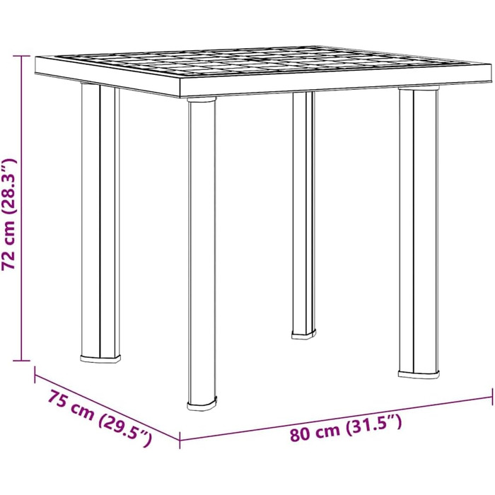 Садовий стіл vidaXL 101x68x72 см, пластиковий, чорний, з отвором для парасольки - для балкона та саду