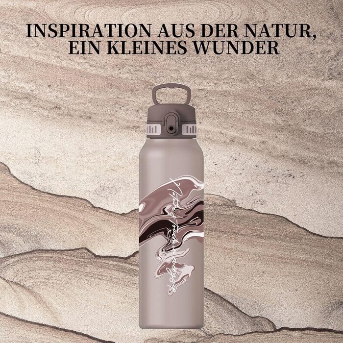 Термос-пляшка UZSPACE 1л (970мл) з нержавіючої сталі, ізольована, з 1-клік відкриванням, без витоку, для спорту, фітнесу, туризму, на вулицю, колір: зелений