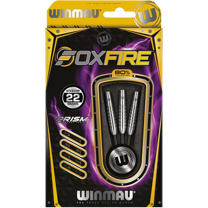 Дротики для дартсу Winmau Foxfire Profi, стілтіп, вольфрам, з оперенням і шахтами