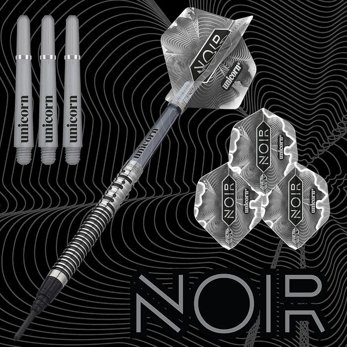 Набір дротиків Unicorn з сталевим вістрям, Gary The Flying Scotsman, серія Anderson Noir Phase 3 і 5, 90% вольфрам, чорне титанове покриття, у подарунковій упаковці, 21-24 г