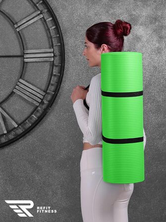 Килимок для йоги та фітнесу Gymnastikmatte Profi 190x60 см, 10 мм, Lime - антиковзкий, NBR, з ременем та сумкою