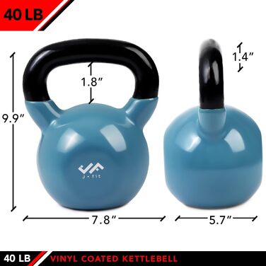 Шар-гантелі JFIT з вінілового покриття, 10 розмірів (2.3 - 22.7 кг), для захисту підлоги та обладнання, зменшення шуму, балістичні, для силових тренувань, 15.9 кг – Темно-синій (18 кг – Сталево-синій)