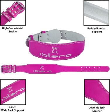 Жіночий шкіряний тренувальний пояс Islero рожевого кольору, 10,2 см, розмір XS
