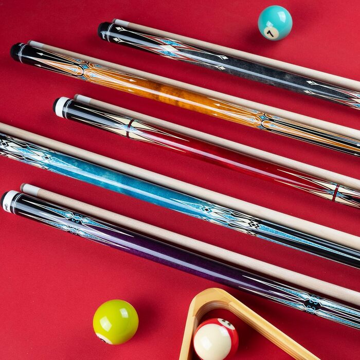 Більярдні кийки з жорстким кейсом, 2 шт., 147,3 см, з наконечником 13 мм, для більярдного столу, Pool Queue, 19-21 oz, фіолетовий колір